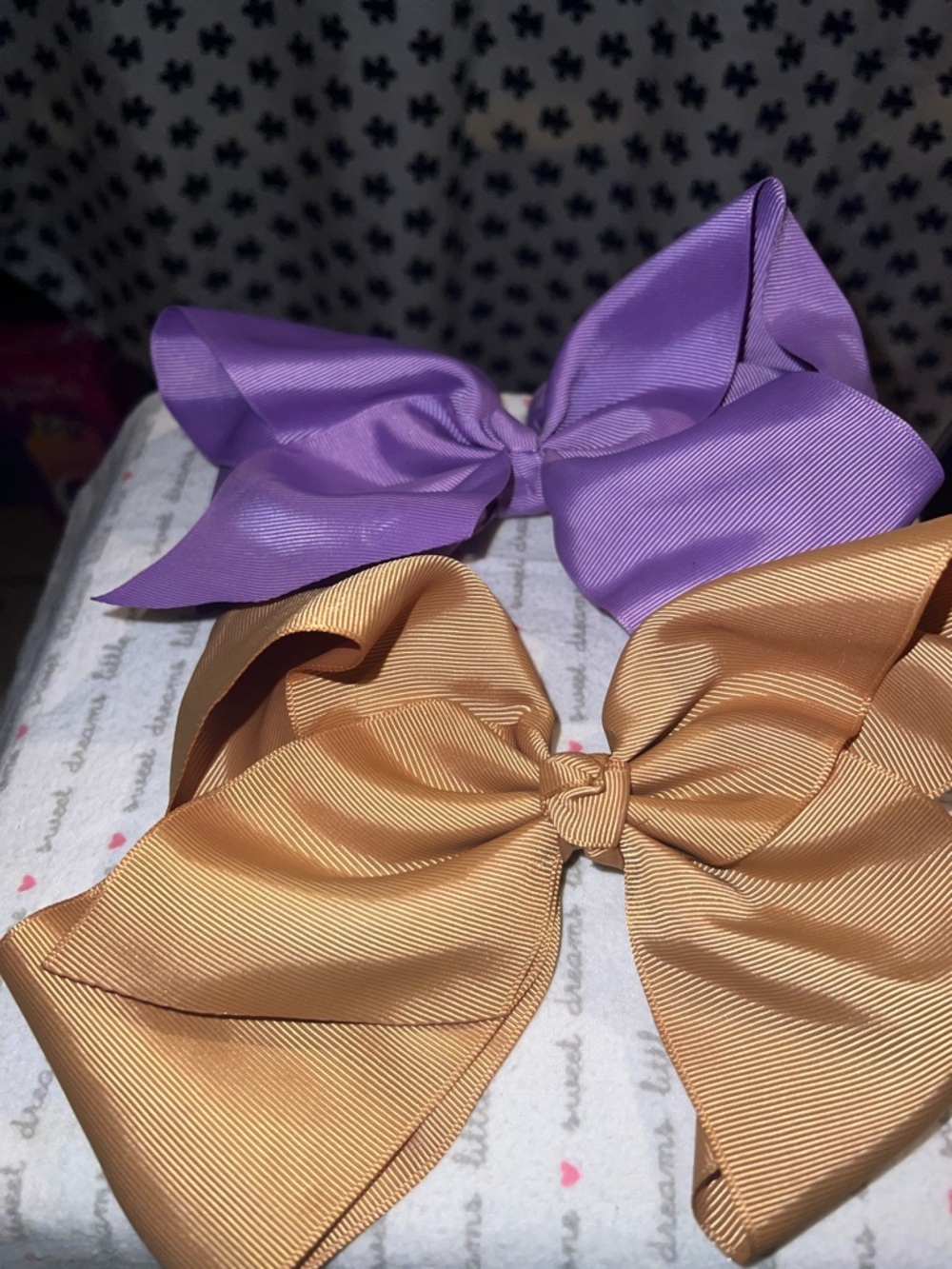 Large Purple and Gold Hair Bows - Set of 2